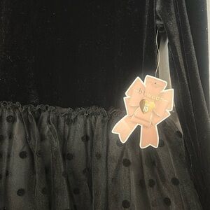 Black Velvet Dress with Polka Dot Tulle Skirt